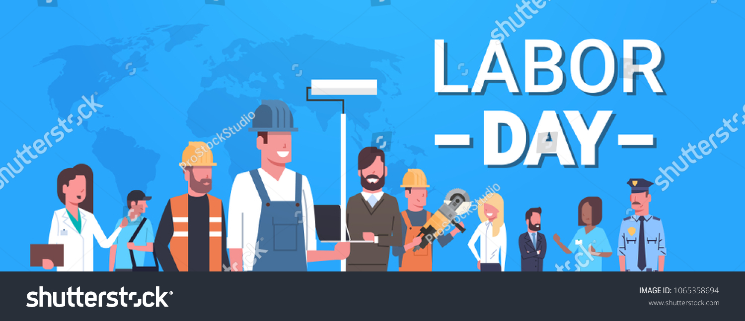 Labor Day Poster People Different Occupations Stock Vector (Royalty ...