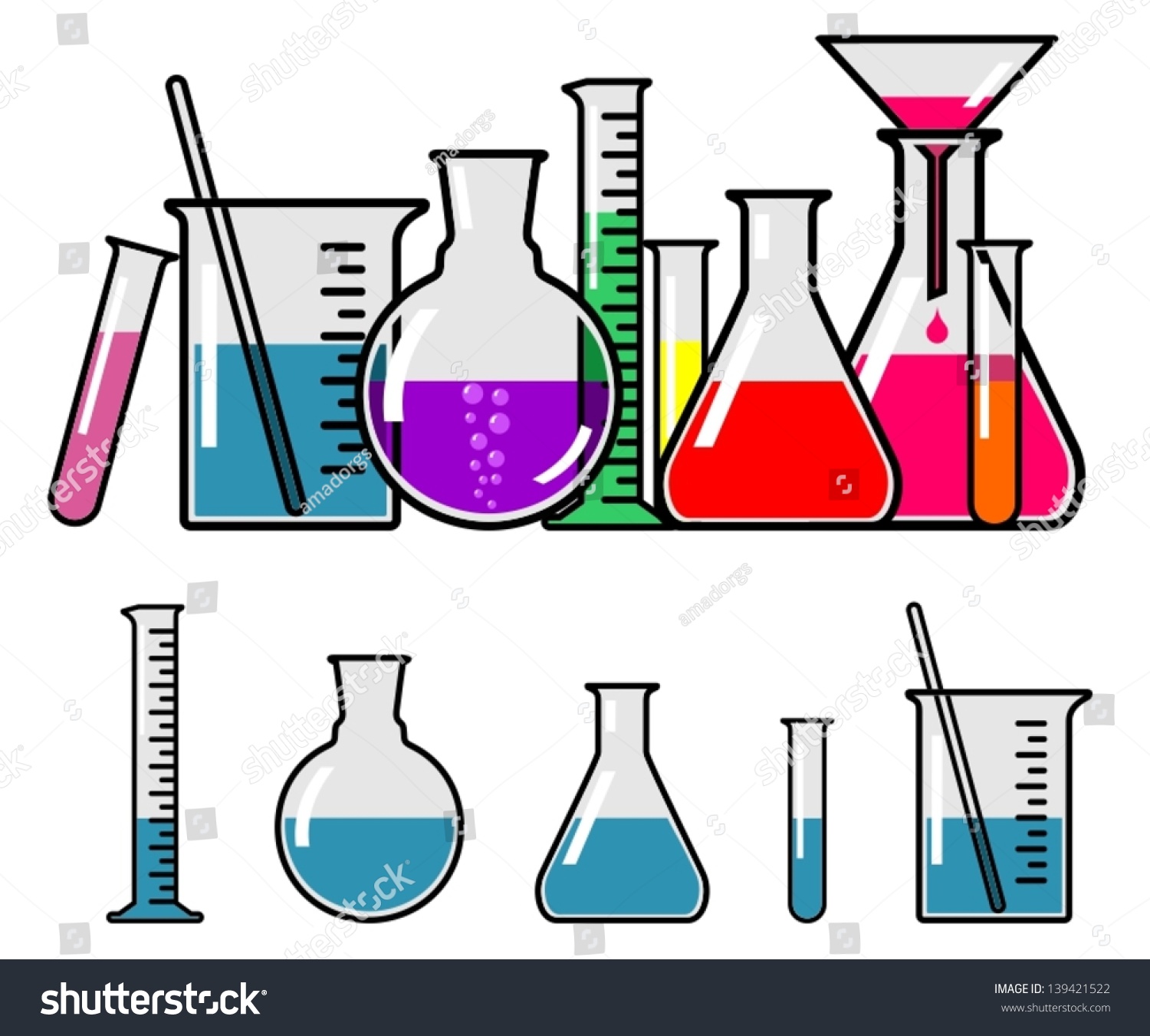 Laboratory Glassware Stock Vector Illustration 139421522 : Shutterstock