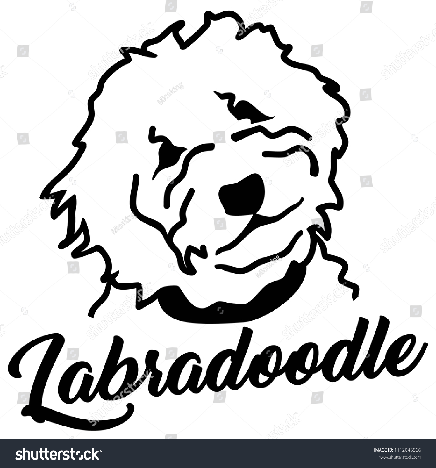 SVG of Labradoodle head silhouette with name  svg