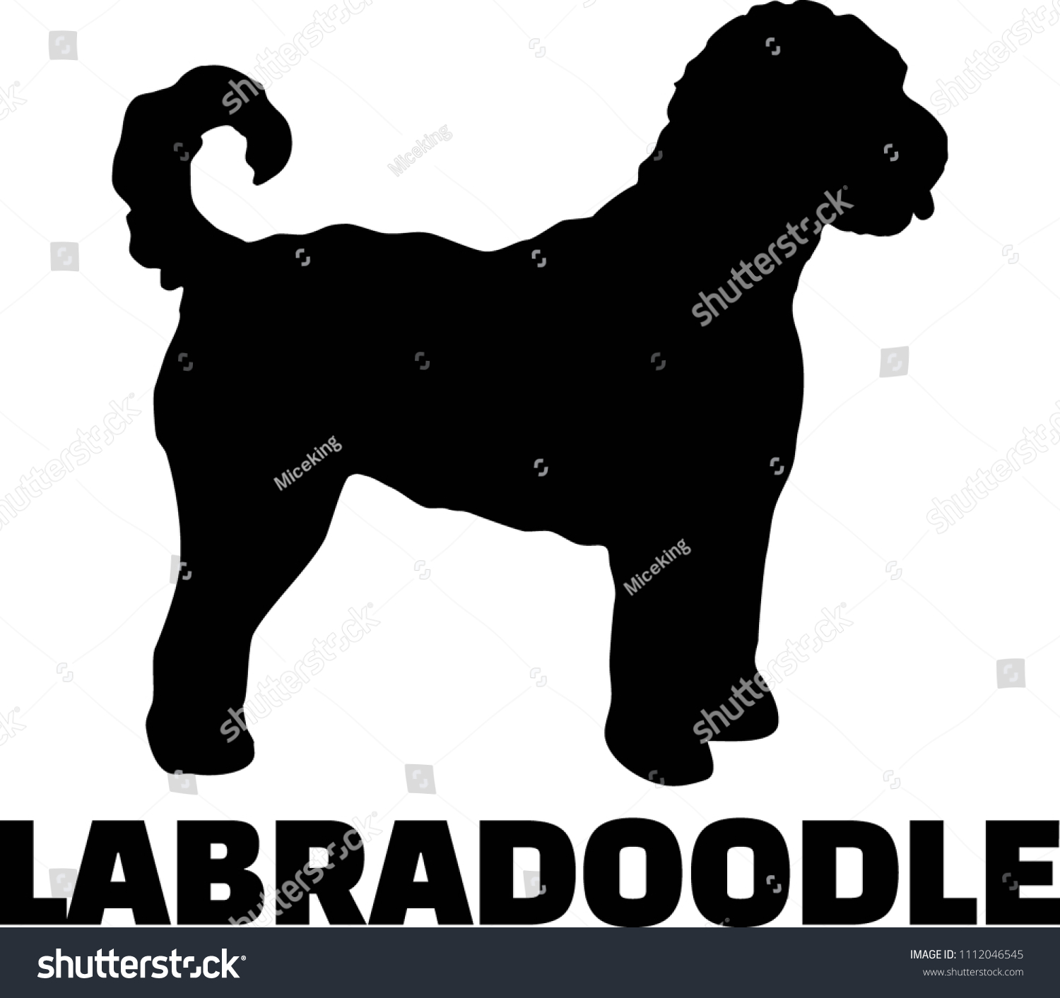 SVG of Labradoodle silhouette real with word svg