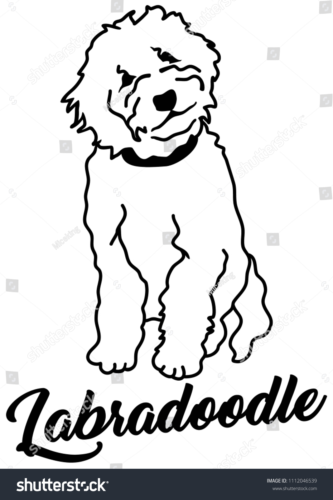 SVG of Labradoodle silhouette white with name svg