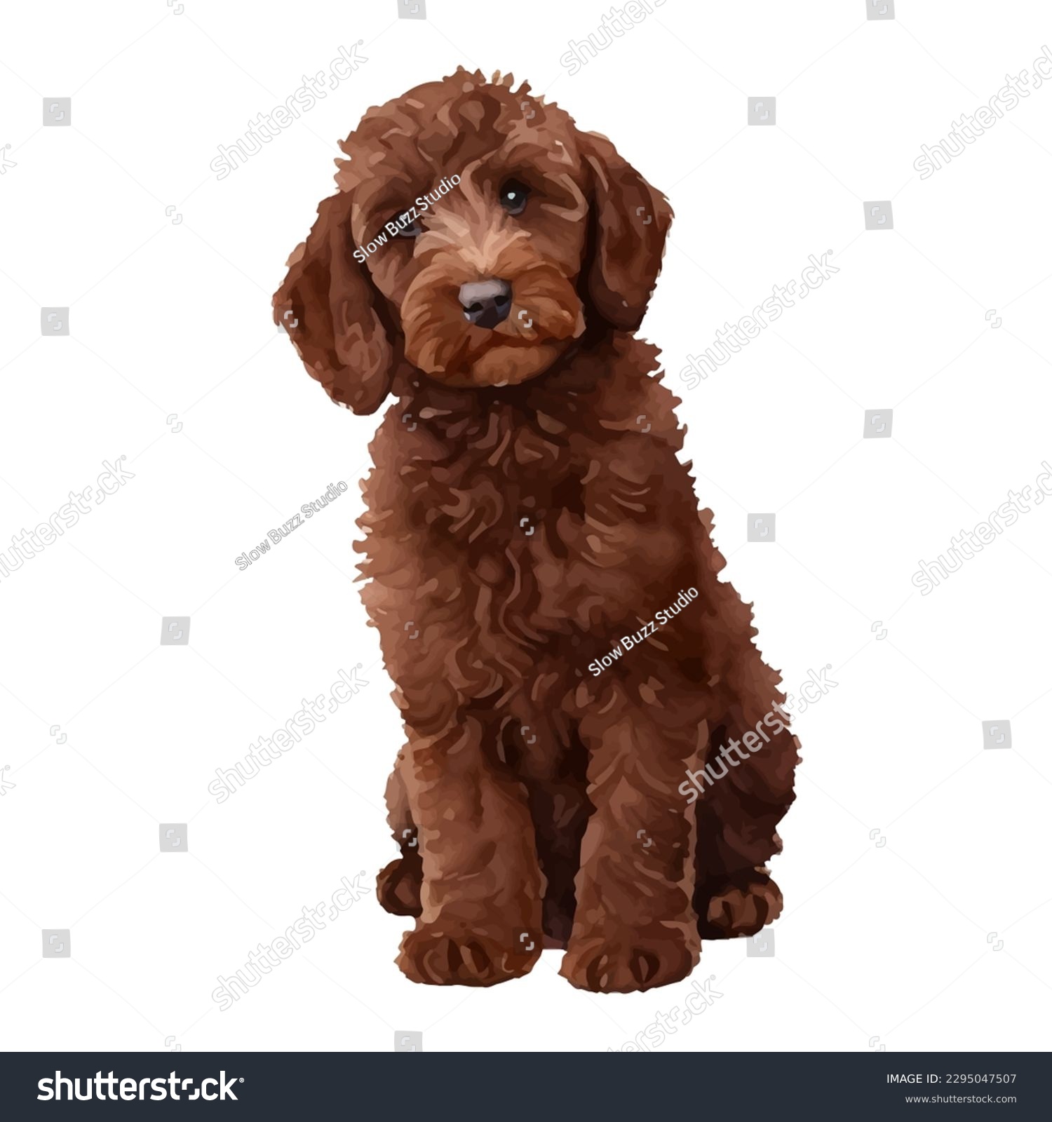 SVG of labradoodle with style hand drawn watercolor digital painting illustration svg