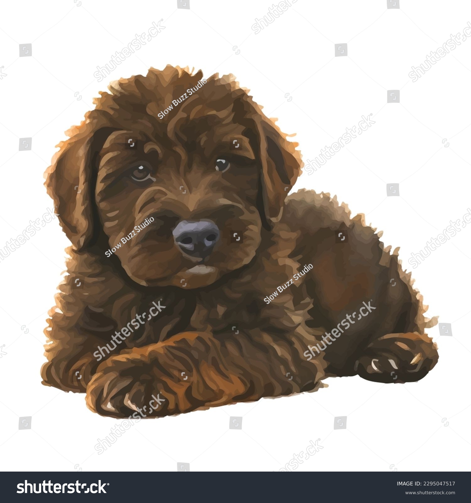 SVG of labradoodle with style hand drawn watercolor digital painting illustration svg