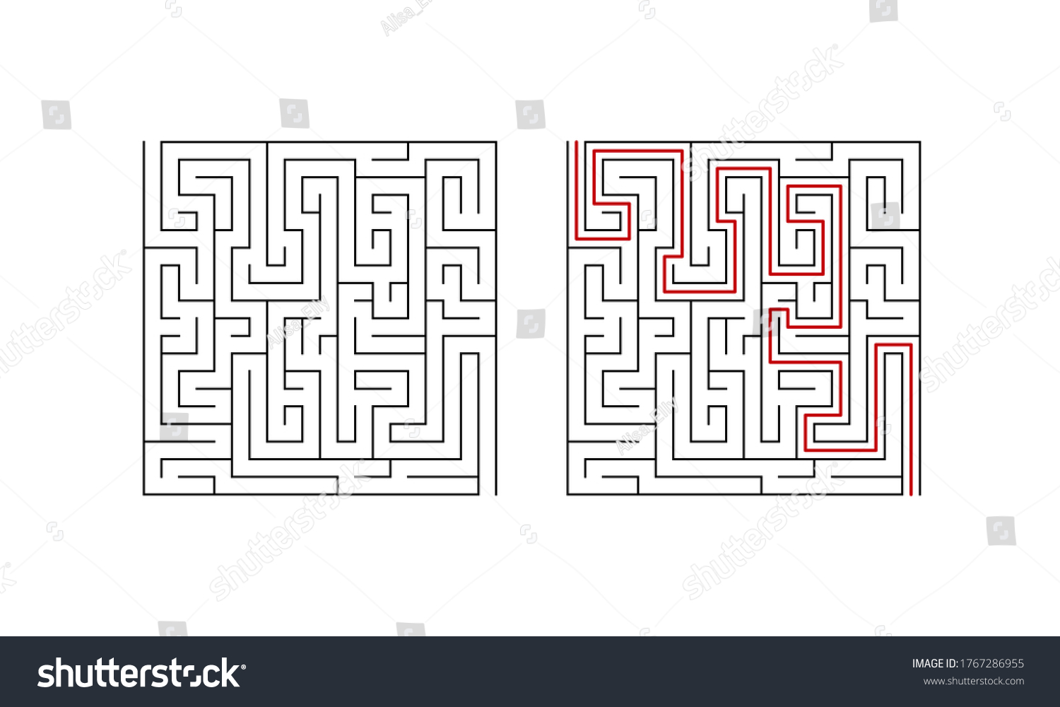 Labyrinth Maze Game Children Second Level Stock Vector (Royalty Free ...