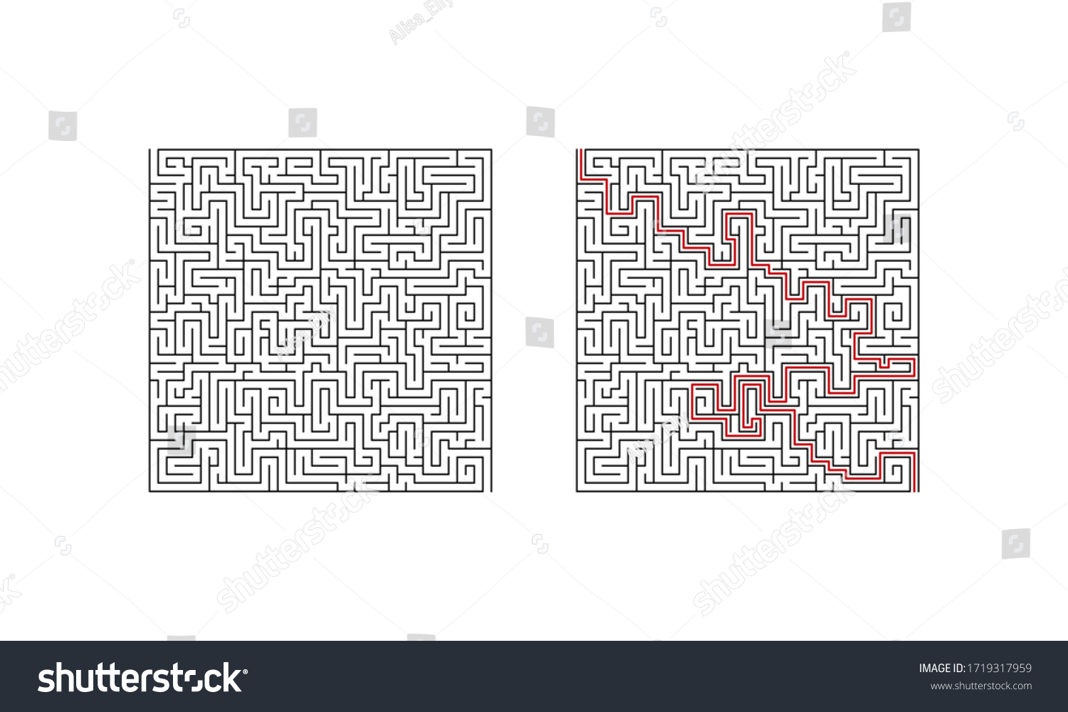 Labyrinth Maze Game Puzzle Solution Vector Stock Vector (Royalty Free ...