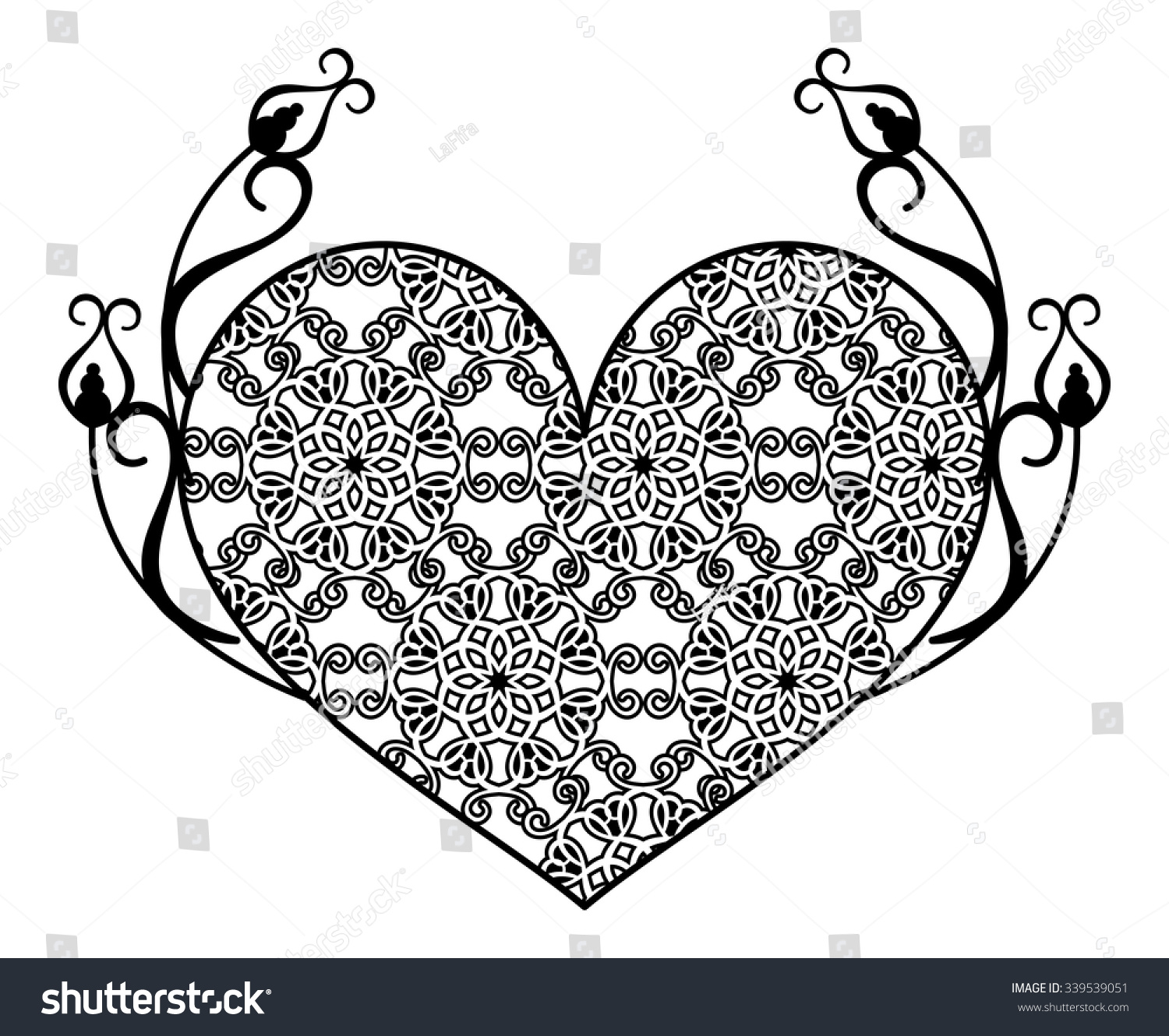 Lace Heart Silhouette Label Stock Vector (Royalty Free) 339539051 ...