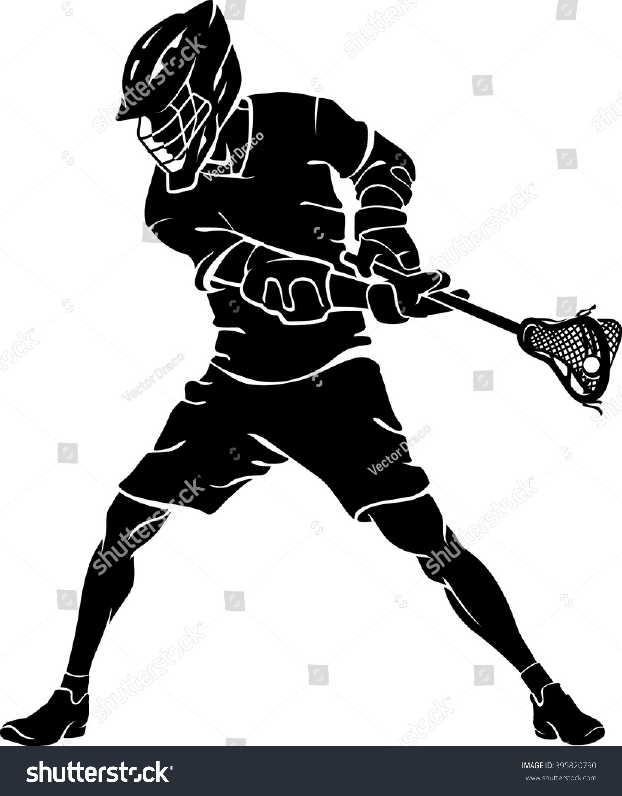 black lacrosse player action pose clip art preview