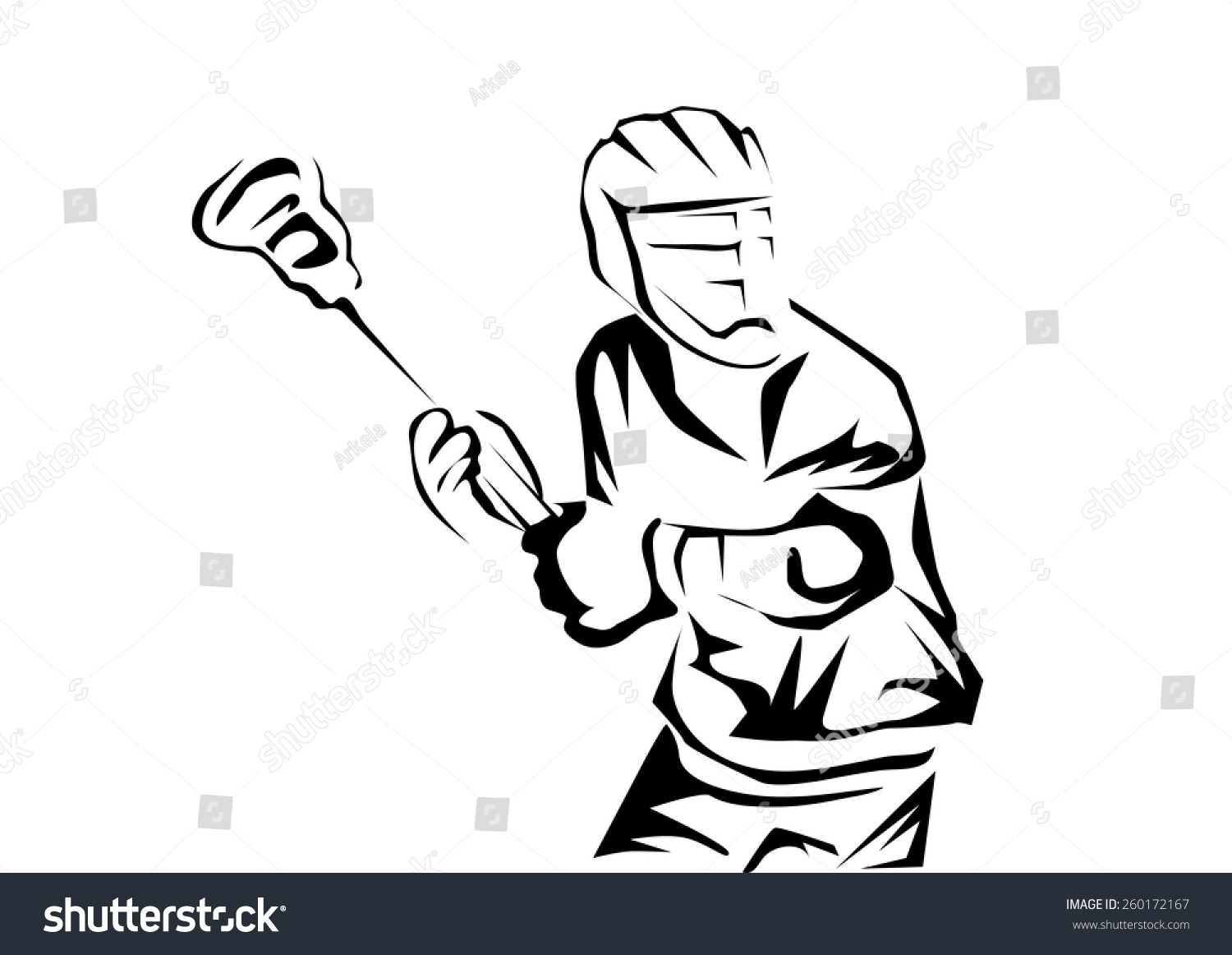 black and white lacrosse player action pose clip art preview