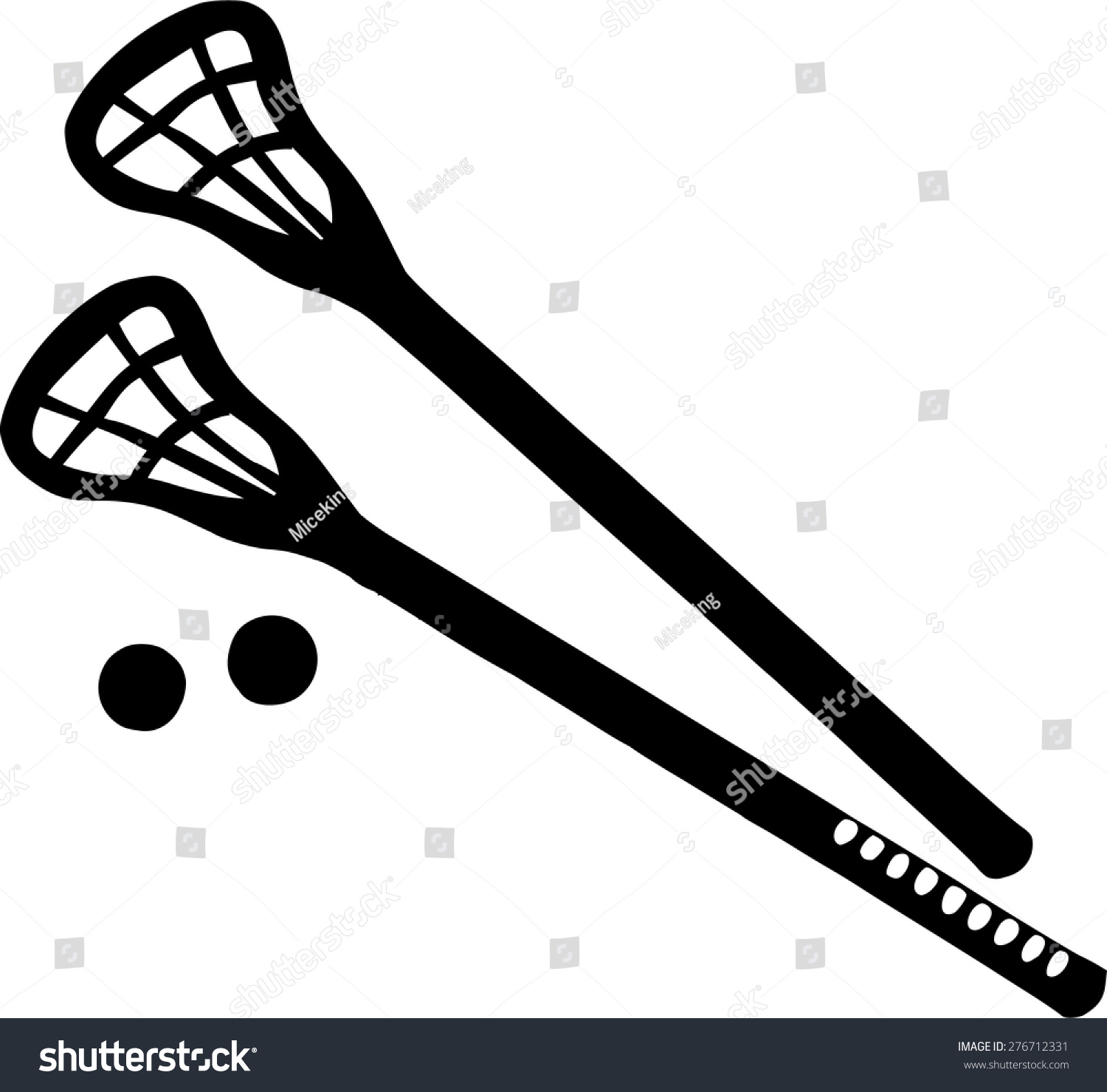 black lacrosse sticks and balls clip art preview
