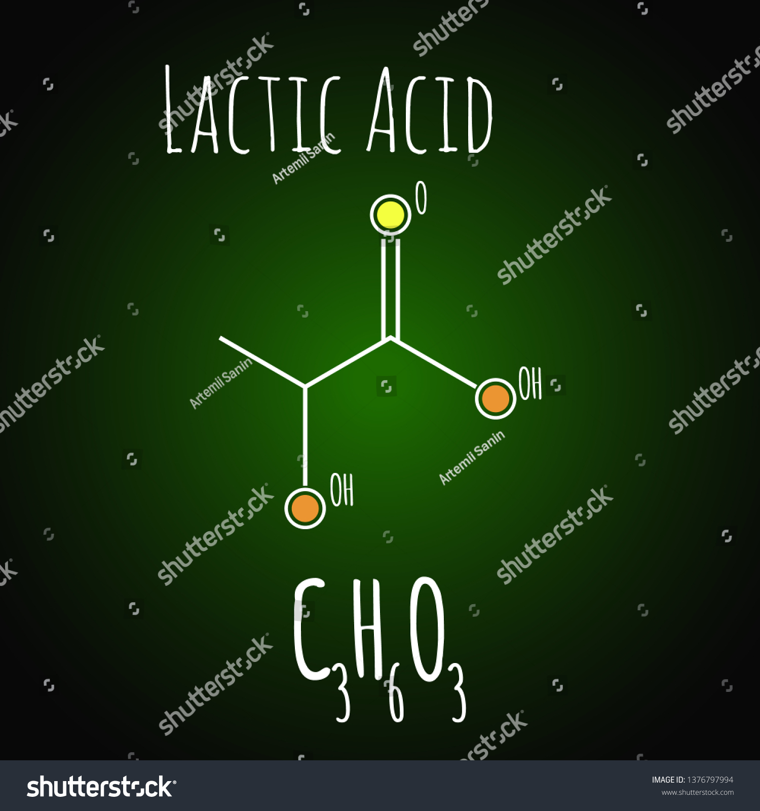 Lactic Acid Molecula Structure Formula Vector Stock Vector (Royalty ...