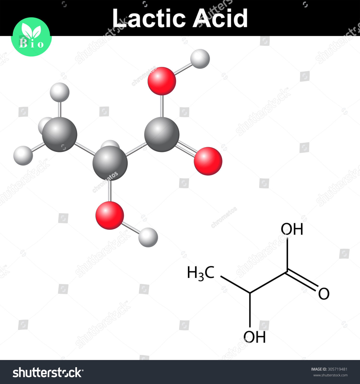 Lactic Acid Molecule Lactate Structural Chemical Stock Vector 305719481 ...