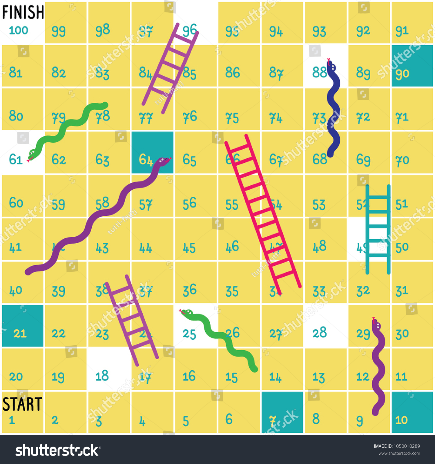 Ladders Snakes Game Board Stock Vector (Royalty Free) 1050010289