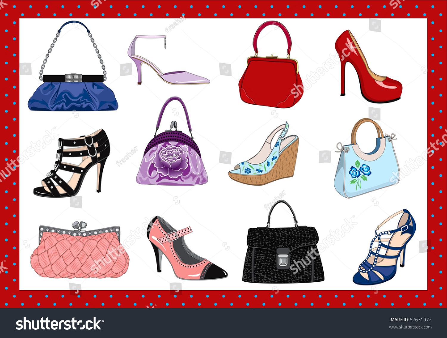 Ladies Bags Shoes Stock Vector (Royalty Free) 57631972 | Shutterstock