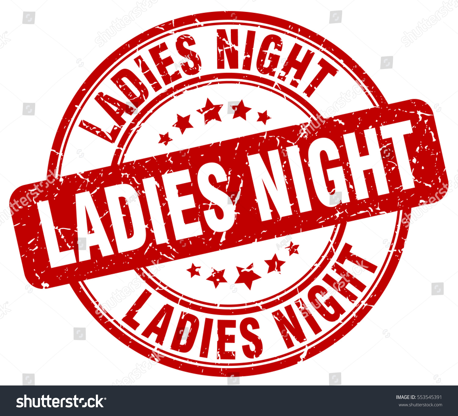 Ladies Night Stamp Red Round Grunge Stock Vector (Royalty Free) 553545391