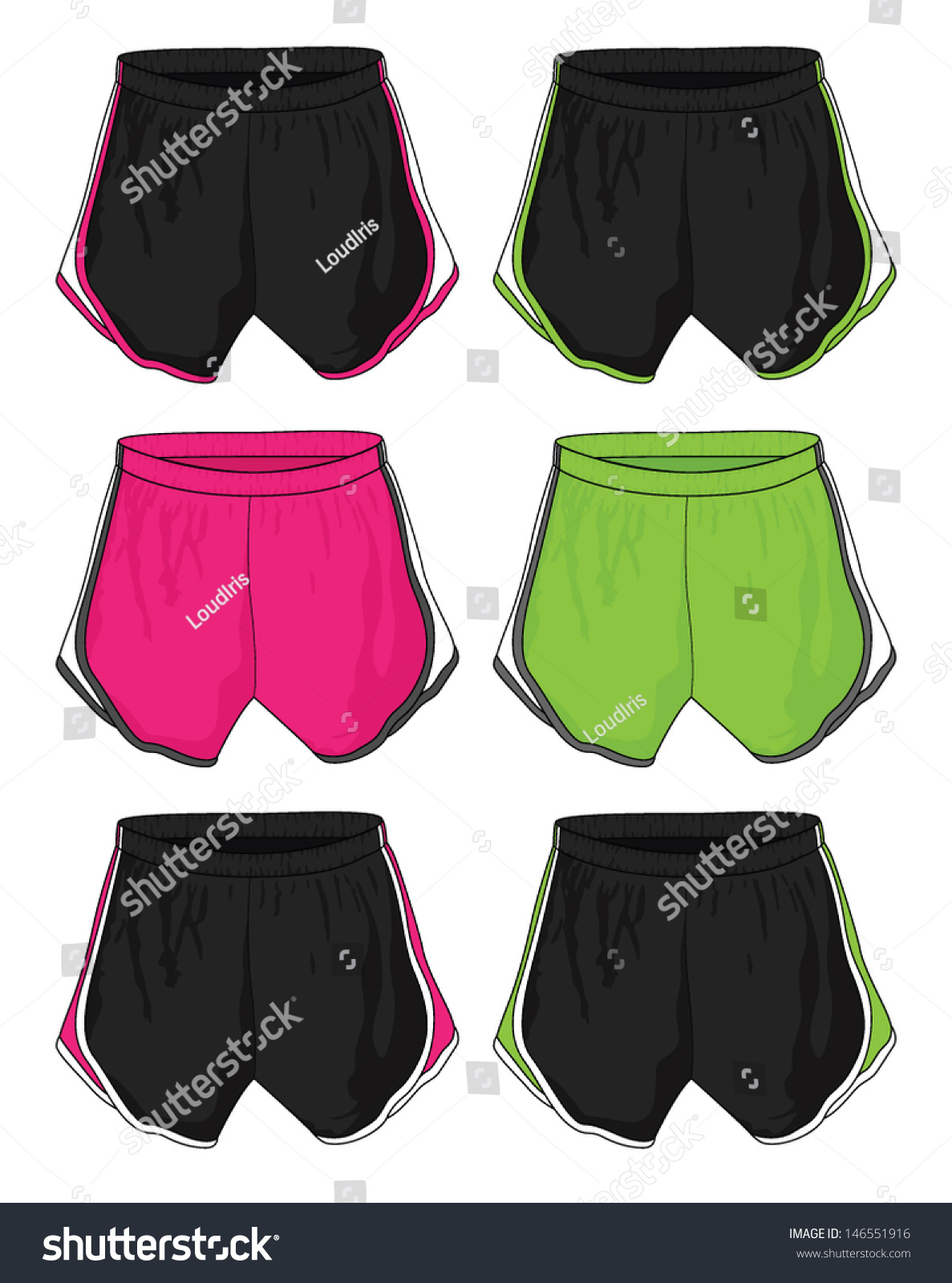 Ladies Running Shorts Template Stock Vector Illustration 146551916 ...