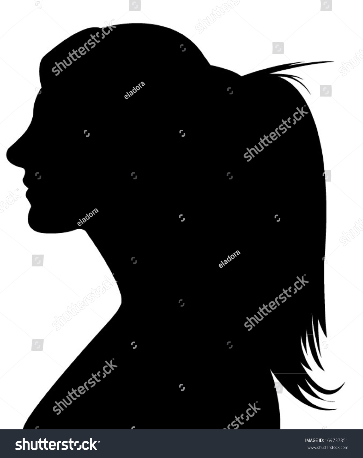 Lady Head Silhouette Vector - 169737851 : Shutterstock