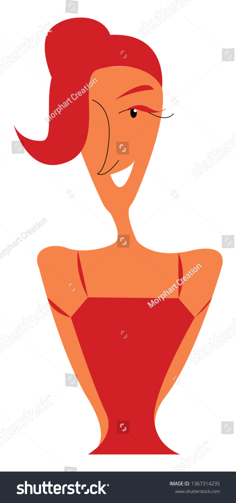 Lady Red Dress Vector Stock Vector Royalty Free 1367314235 Shutterstock 