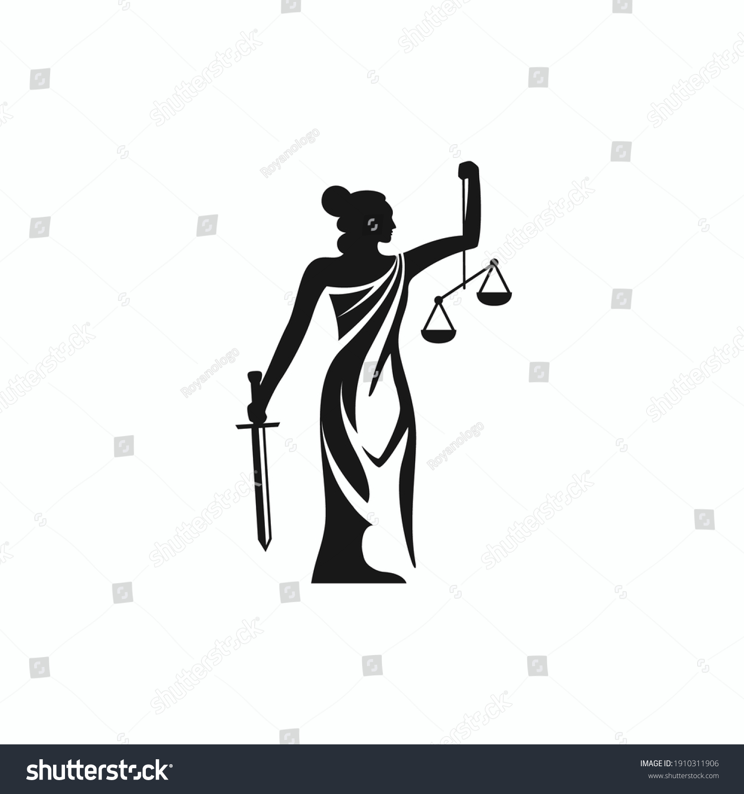 Lady Justice Woman Holding Scales Sword Stock Vector Royalty Free 1910311906