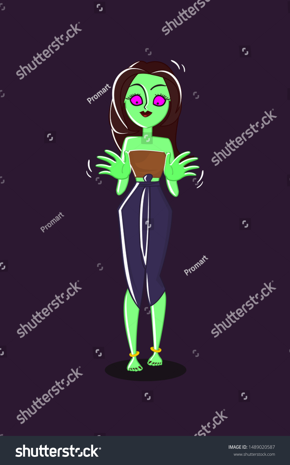 Lady Nak She Thai Tradition Ghost Stock Vector (Royalty Free ...