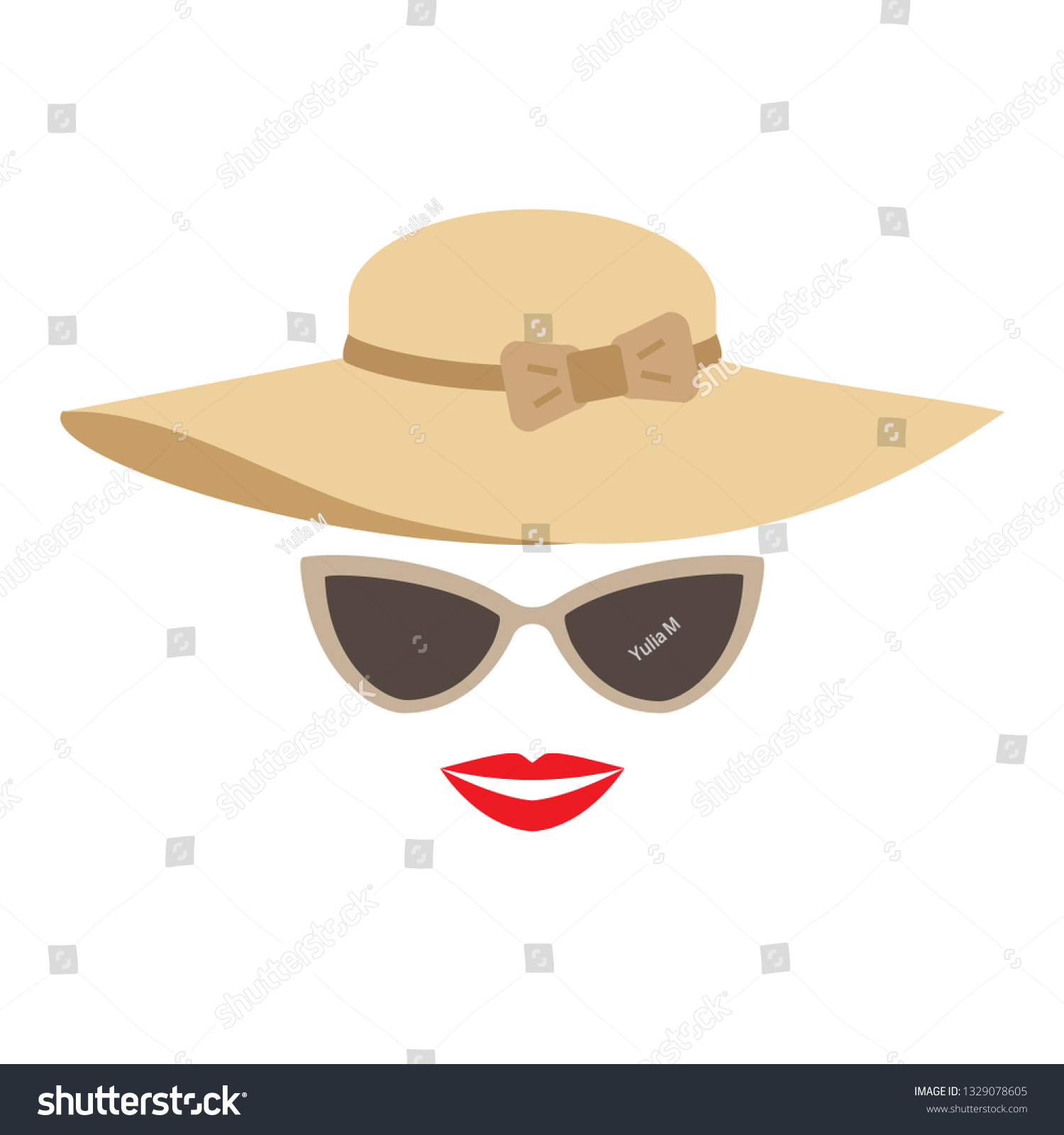 Lady Summer Hat Sunglasses Lips Vector Stock Vector Royalty Free