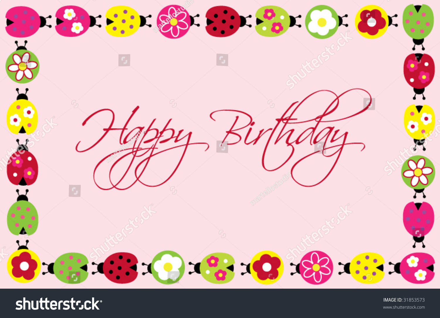 Ladybug Border Stock Vector Illustration 31853573 : Shutterstock