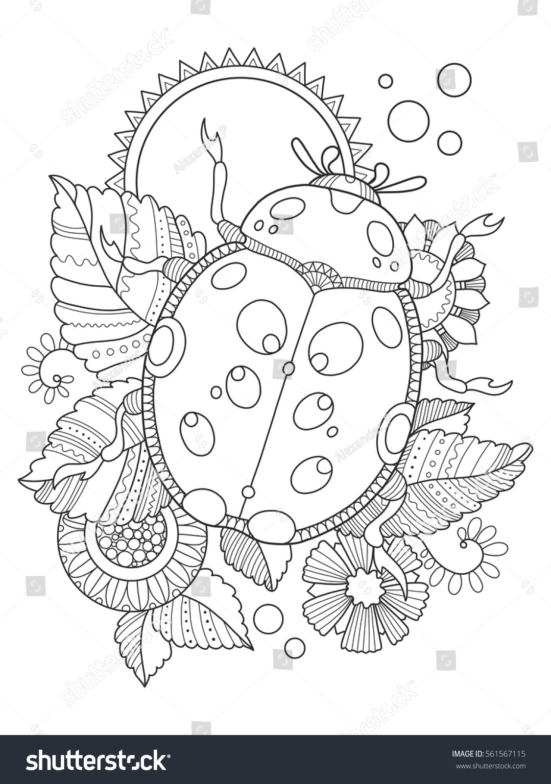 Ladybug Coloring Book Vector Illustration Antistress Stock Photo ... Ladybug Coloring Book Vector Illustration Antistress Stock Photo ...