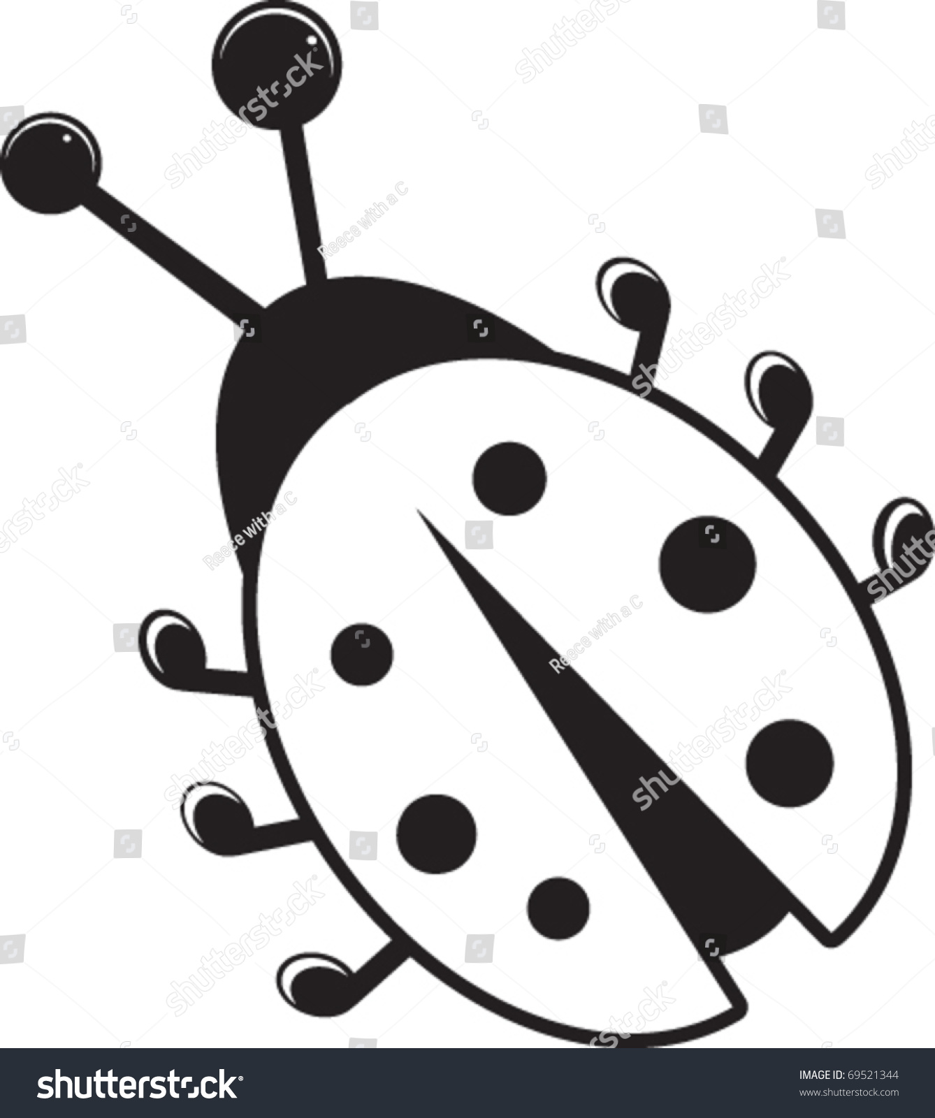 Ladybug Outline Stock Vector 69521344 - Shutterstock