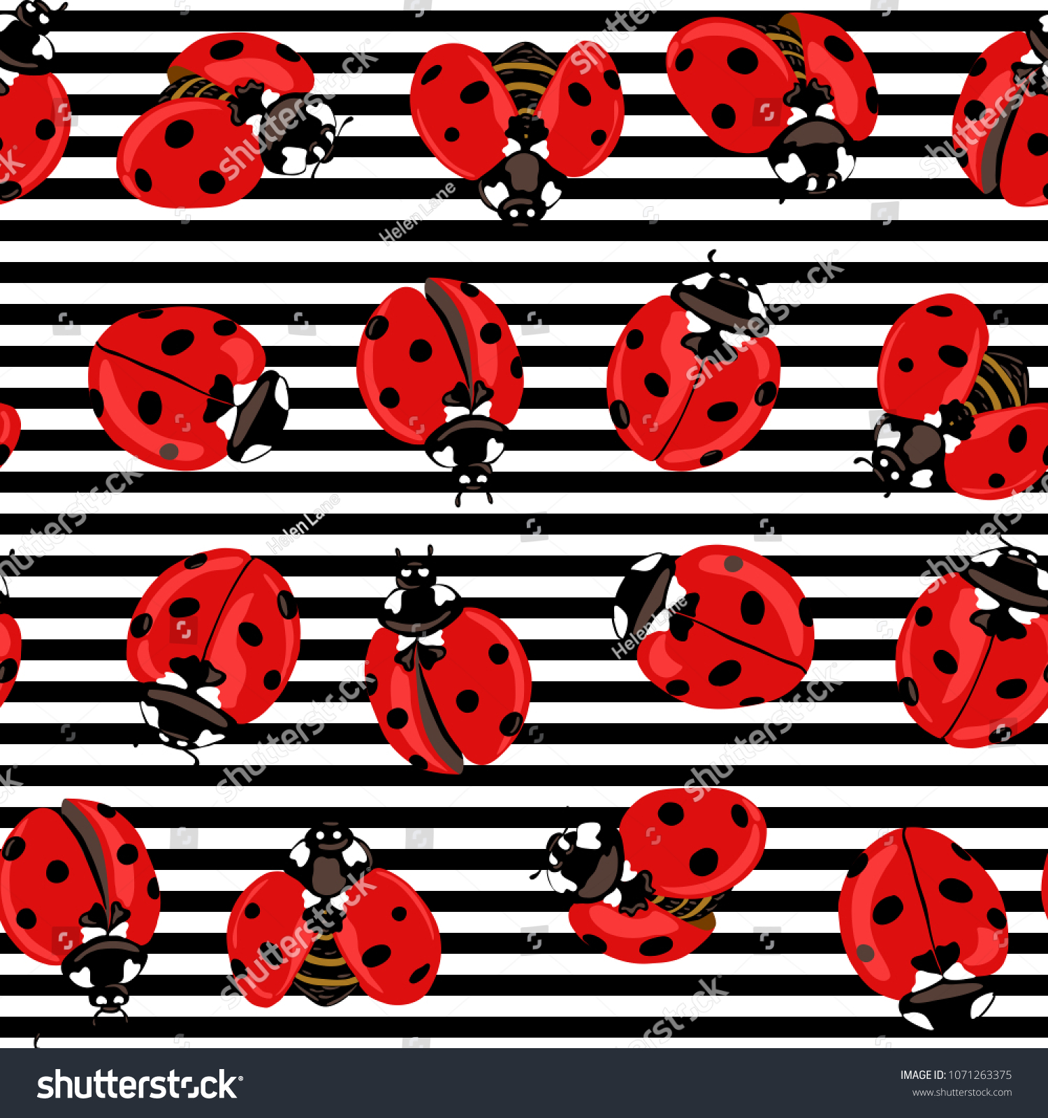 Ladybug Seamless Pattern Texture Background Red Stock Vector (Royalty