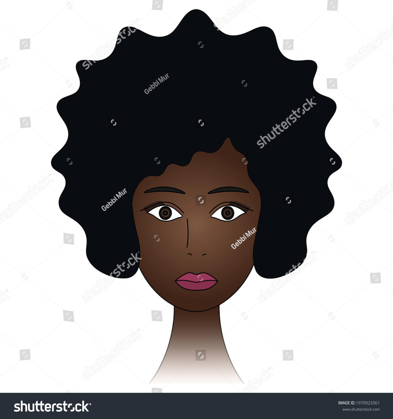 Ladys Face African American Woman Head Stock Vector (Royalty Free ...