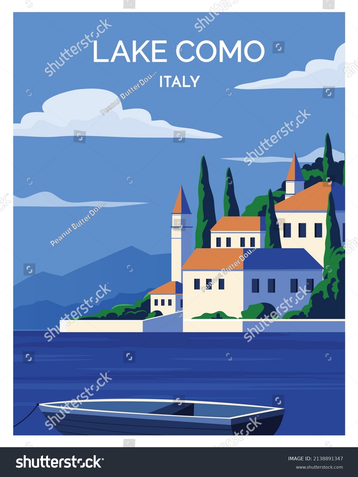 SVG of Lake como Italy Vector Illustration background landscape. suitable for, poster, postcard, art print. card. svg
