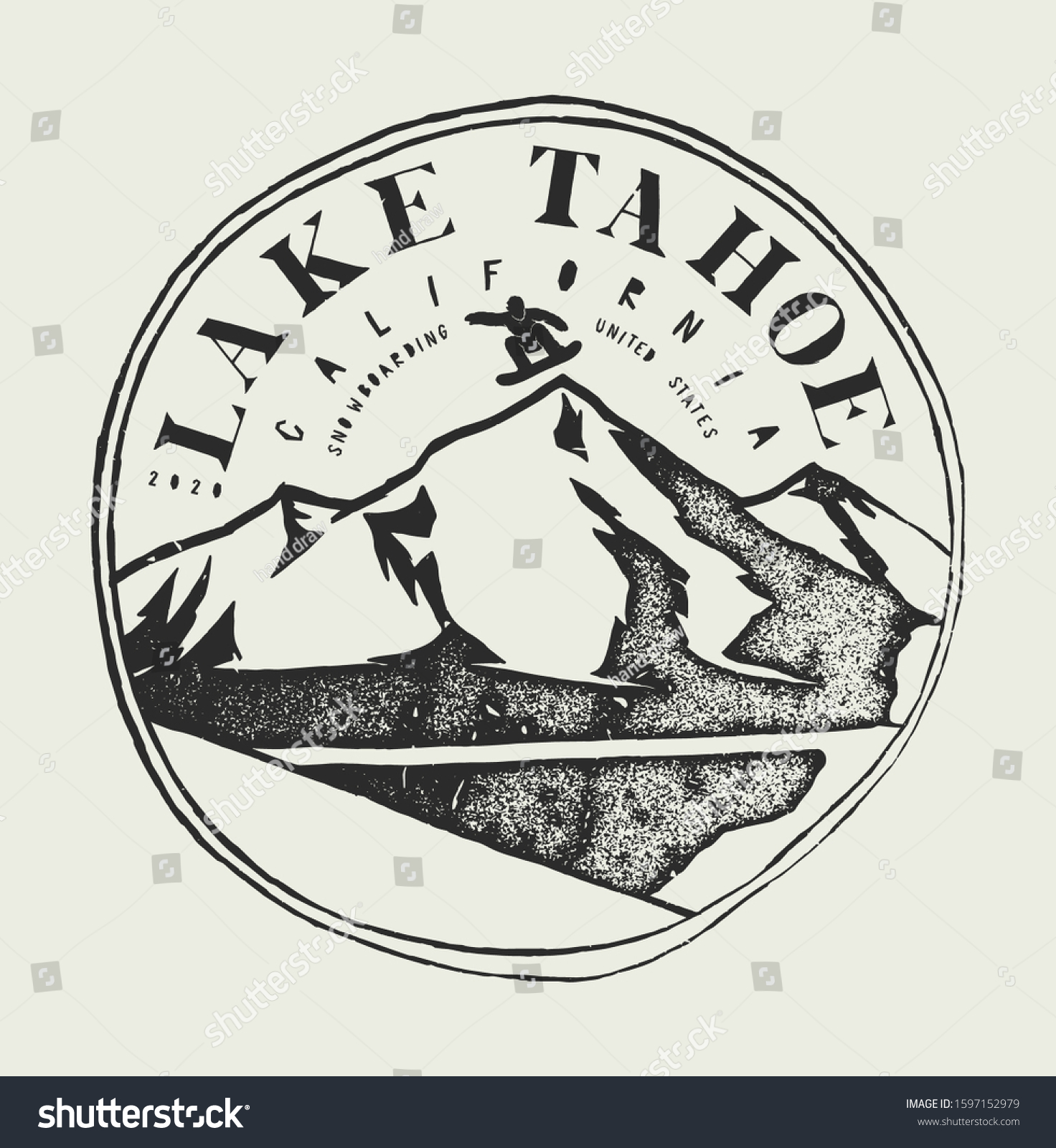 SVG of Lake Tahoe Snowboarding spot stamp. Vintage typography print vector illustration. svg