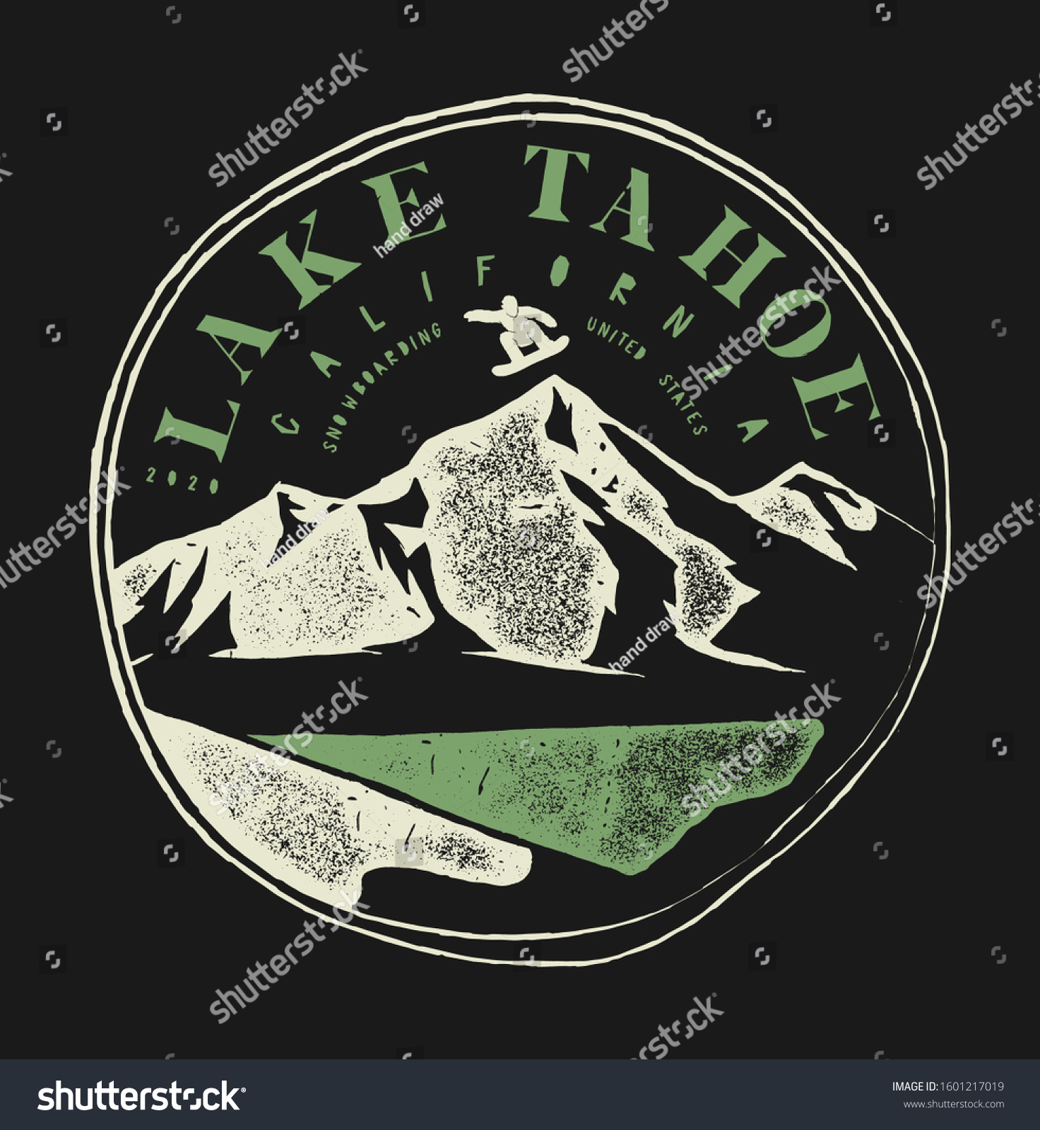 SVG of Lake Tahoe winter resort vintage badge. Snowboard t-shirt design. svg