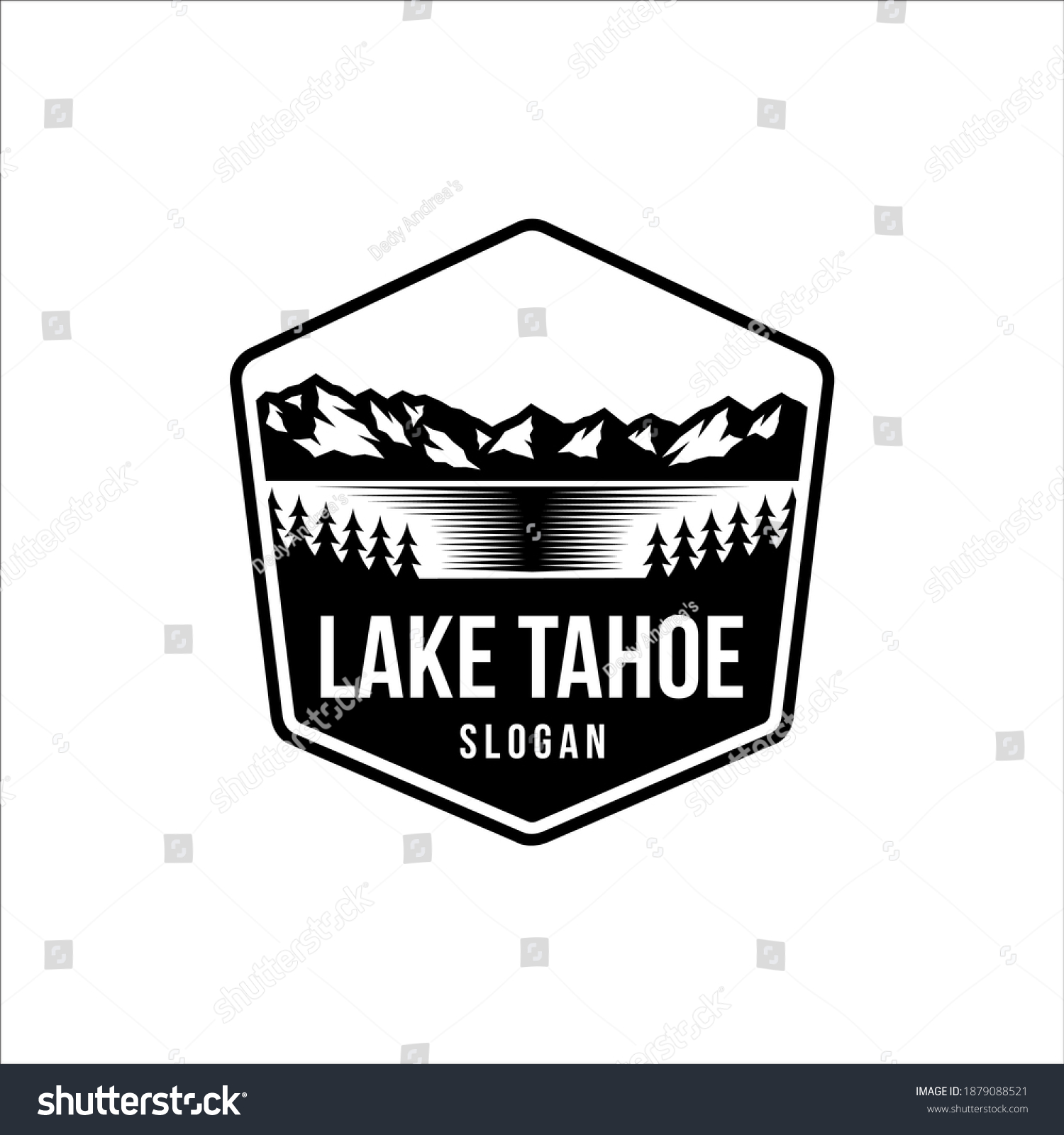 SVG of Lake Tahoe with retro designs and badges svg