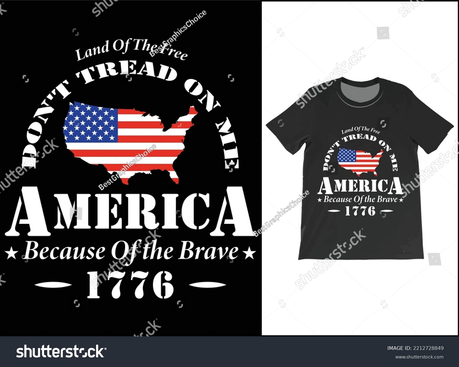 SVG of Land Of The Free Don't Tread On Me America Because Of the Brave 1776, 4th of July Shirt. svg
