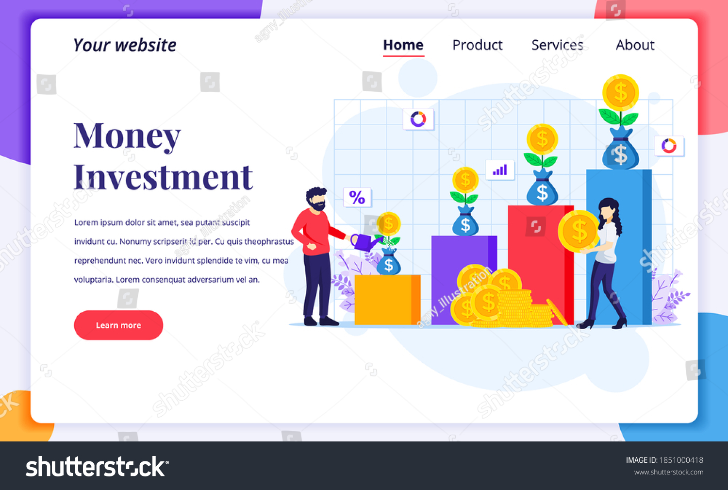 Landing Page Design Concept Investment People Stock Vector (Royalty ...