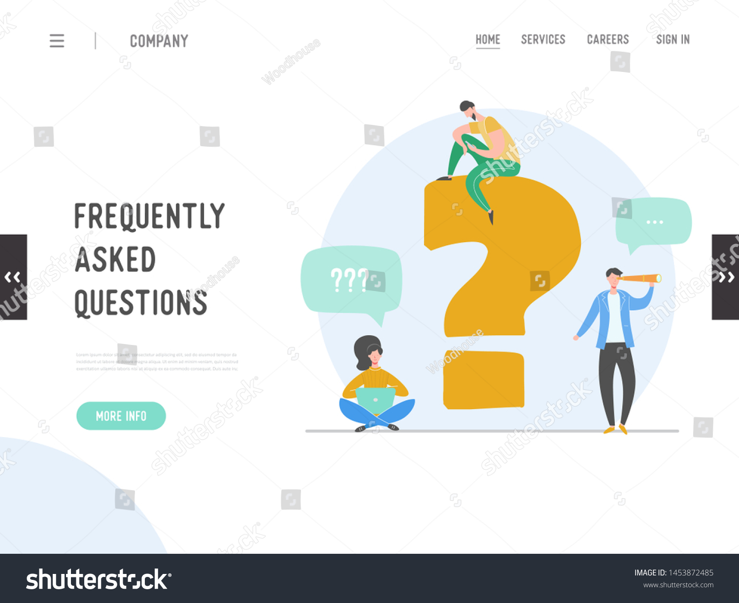 Landing Page Frequently Asked Questions Concept Stock Vector (Royalty ...