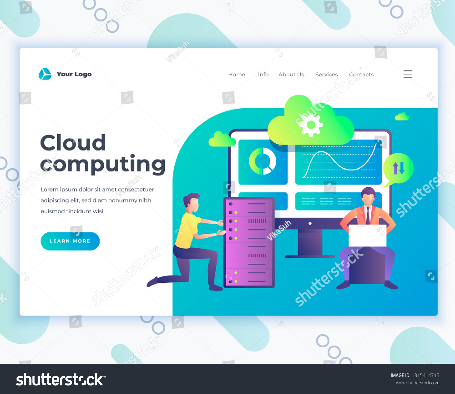 Landing Page Template Cloud Computing Concept Stock Vector Royalty Free