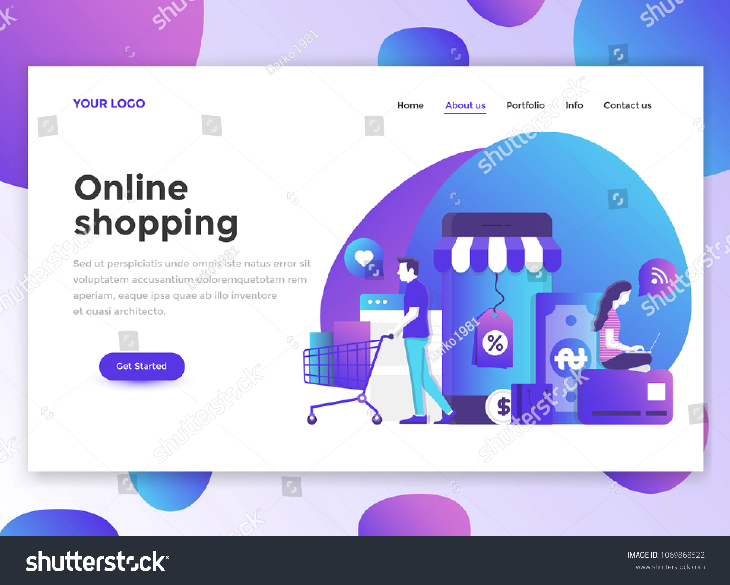 Landing Page Template Online Shopping Modern Stock Vector (Royalty Free ...