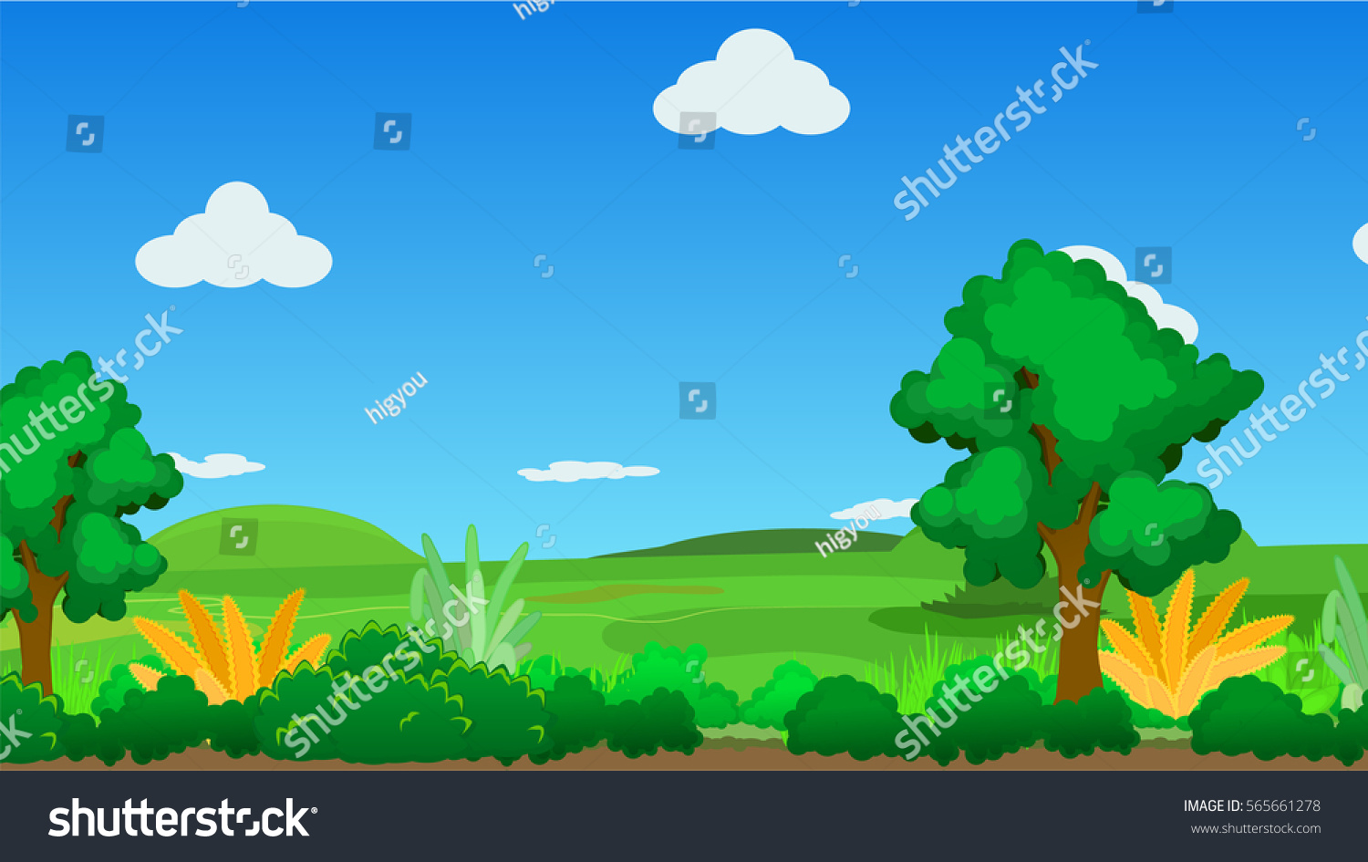 Landscape Cartoon Nature Background Vector Illustration Stock Vector Royalty Free 565661278 4683