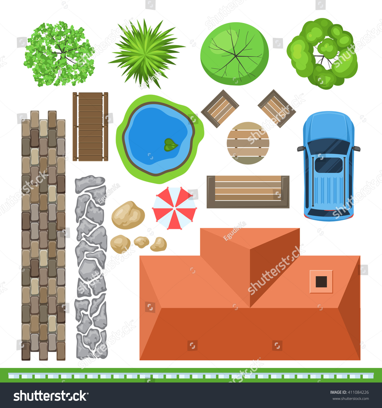 Landscape Elements Project Design Top  View  Stock 