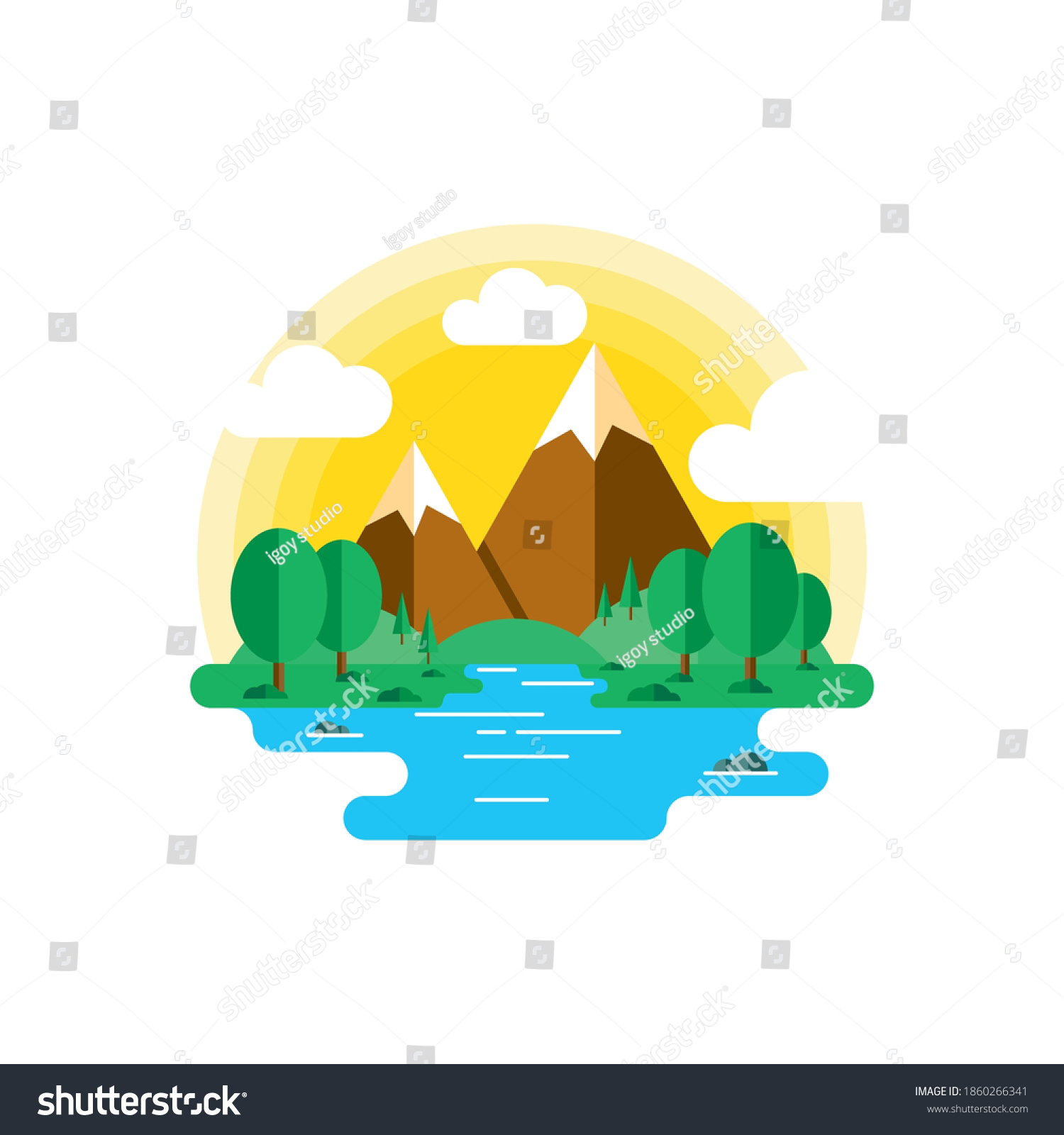 Landscape Flat Design Vector Illustration Stock Vector (Royalty Free ...