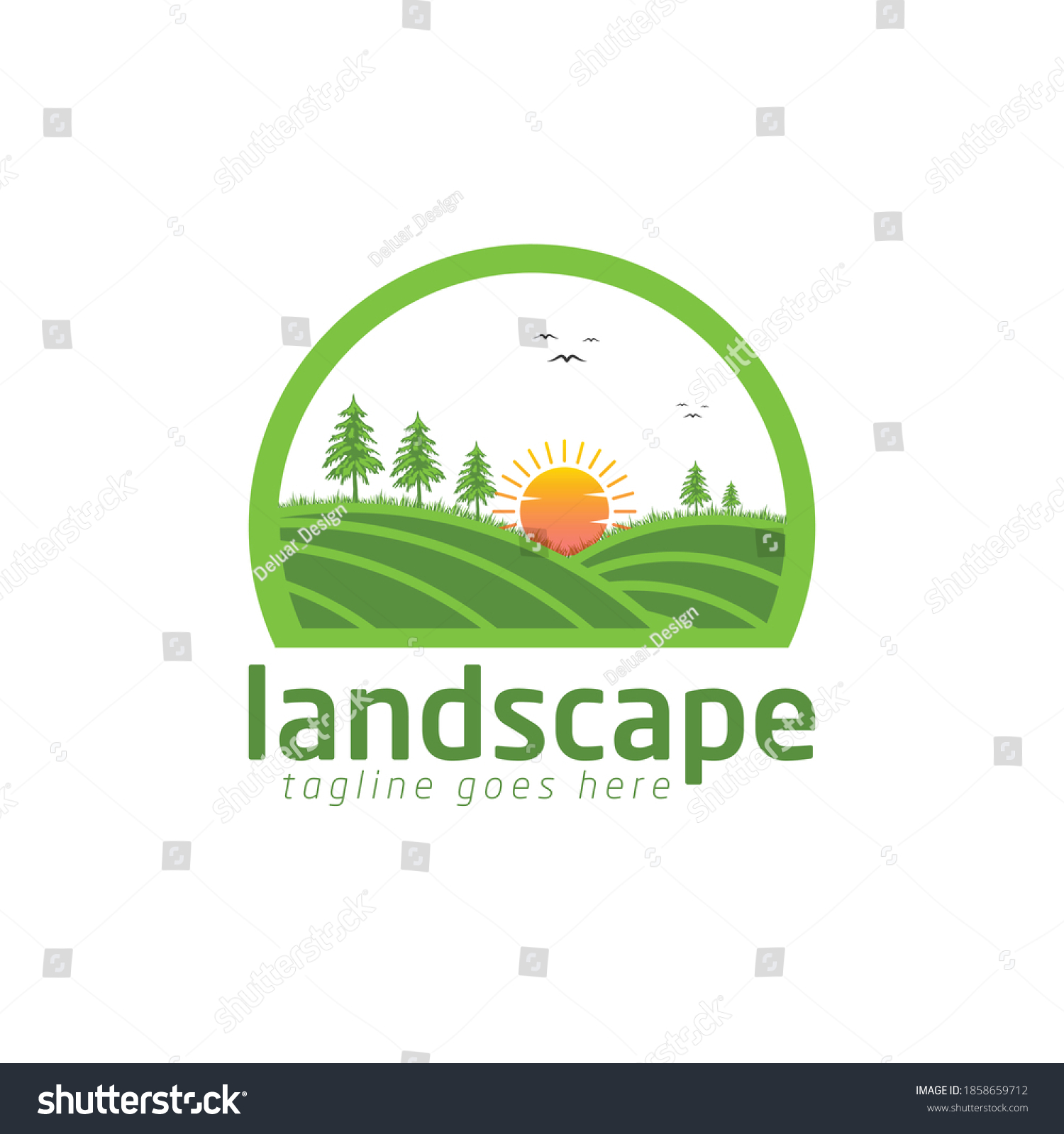 Landscape Logo Design Template Farming Logo Stock Vector (Royalty Free ...