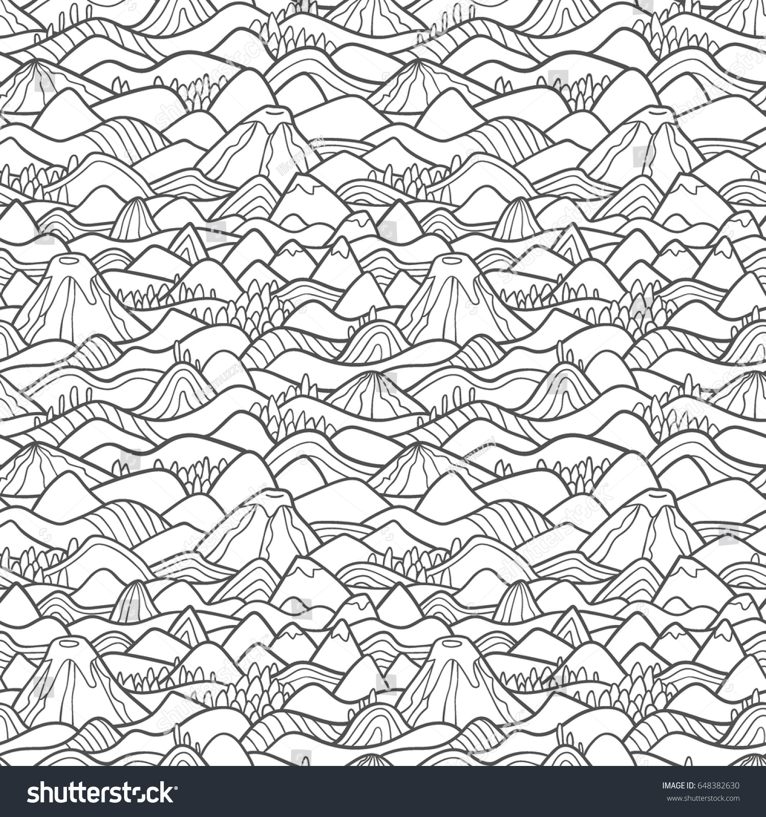 Landscape Pattern Vector Seamless Pattern Hills Stock Vector (Royalty ...