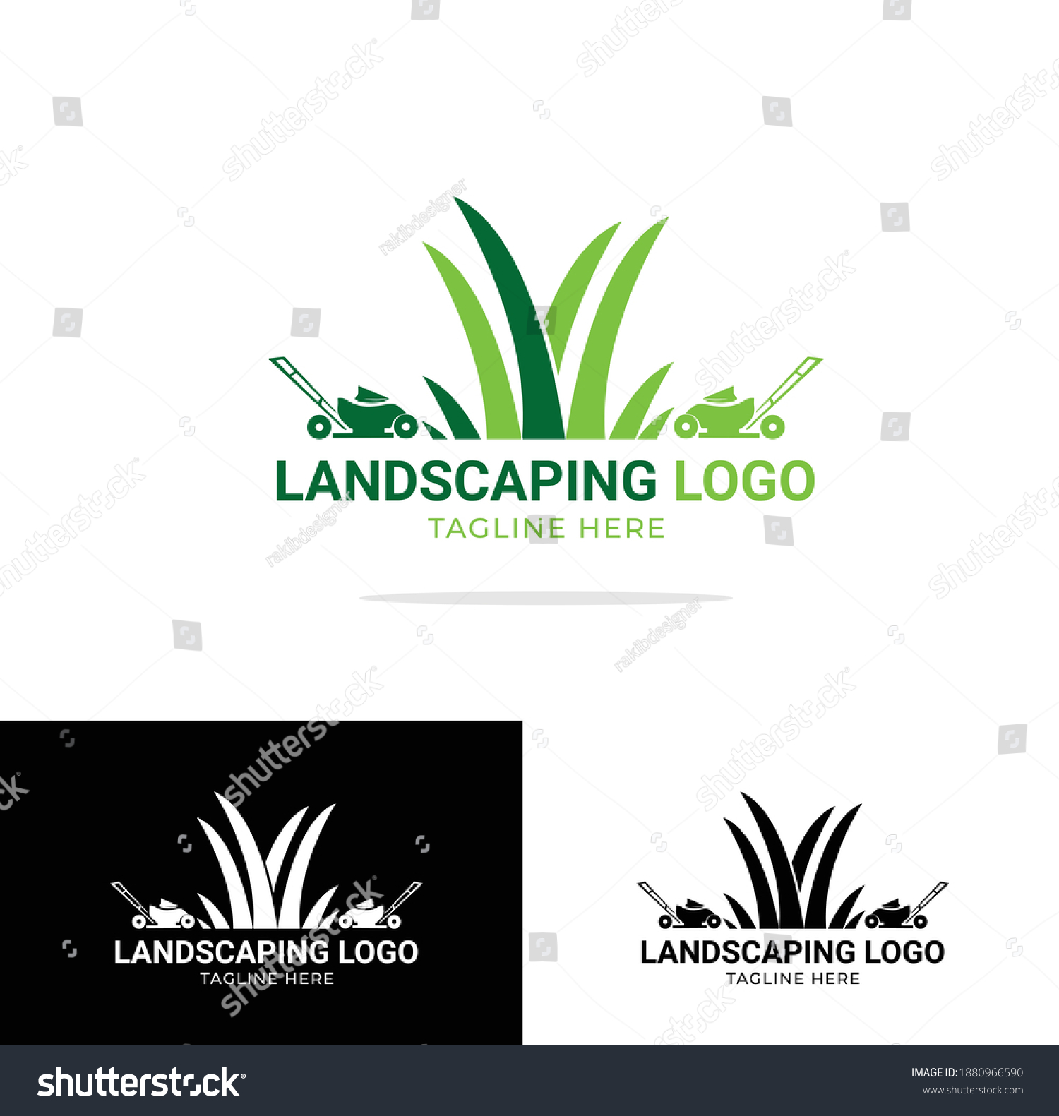 Landscaping Mower Lawn Care Logo Design Stock Vector (Royalty Free ...