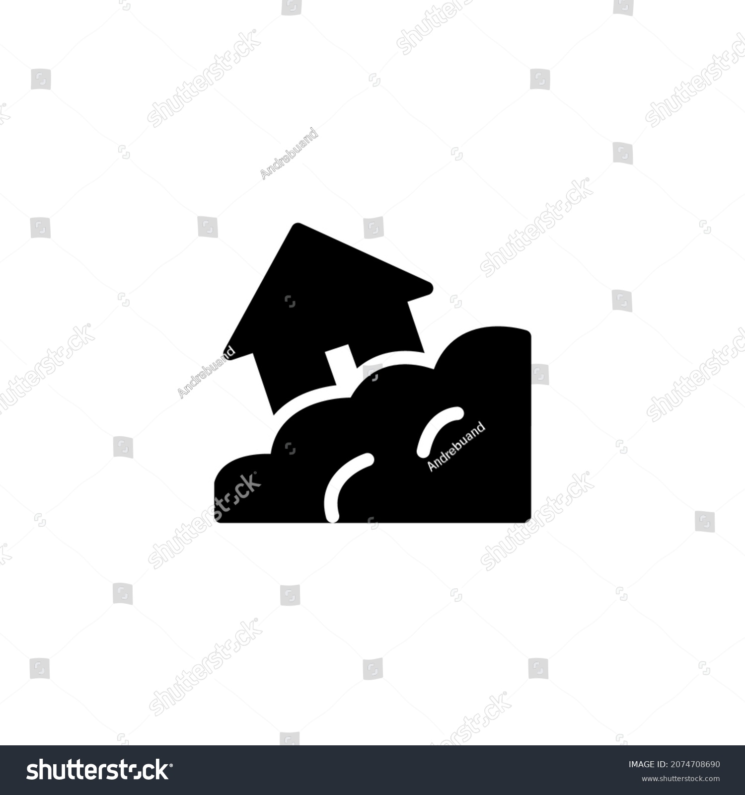 black house collapsing, disaster concept clip art preview