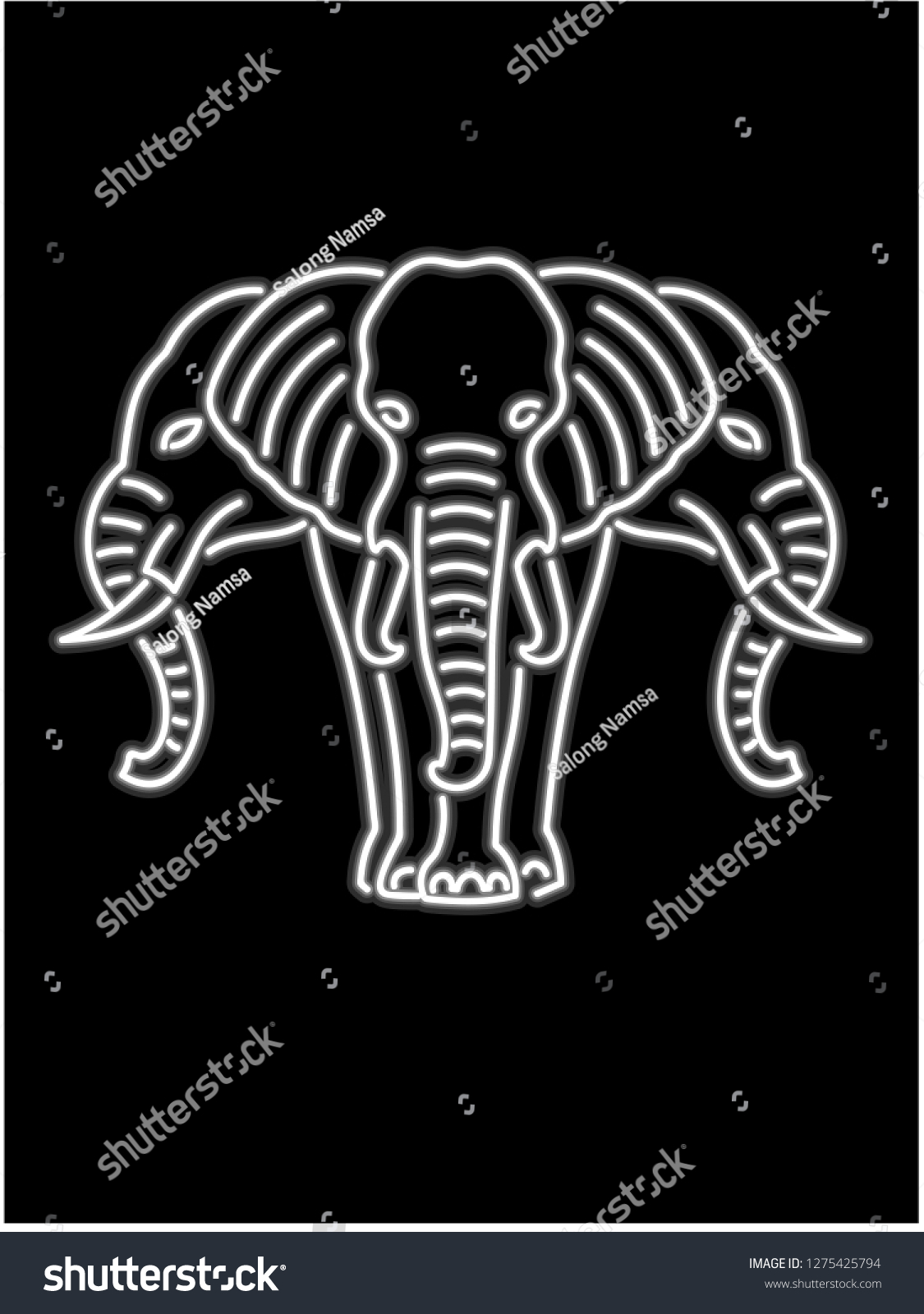 SVG of Lao Three Headed Elephant Neon Light svg
