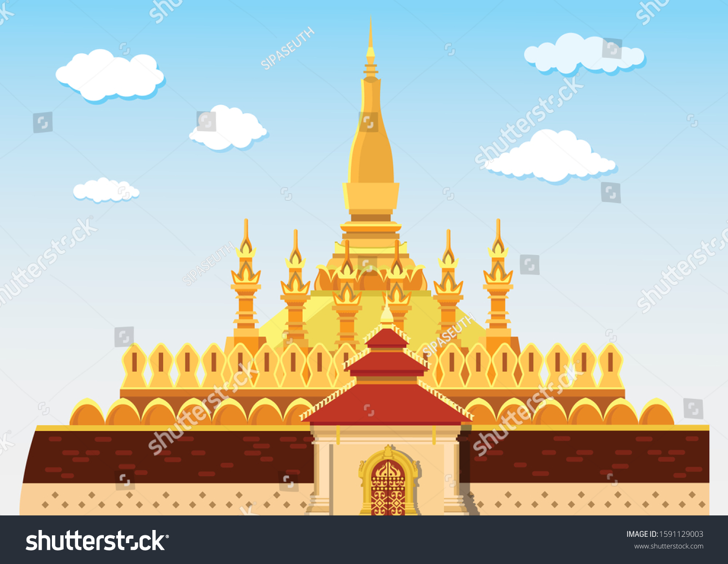 Laos Landmark Symbol Great Stupa Stock Vector (Royalty Free) 1591129003 ...