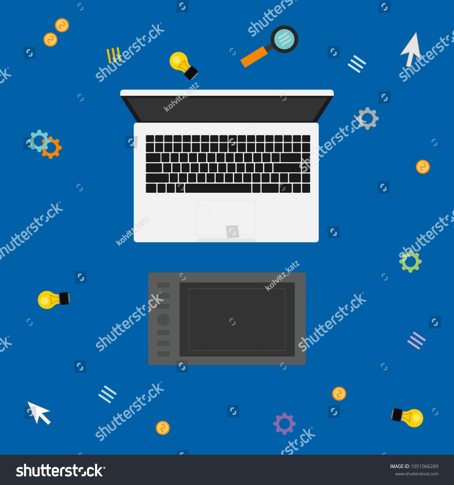 Lap Top Graphic Tablet On Background Stock Vector Royalty Free