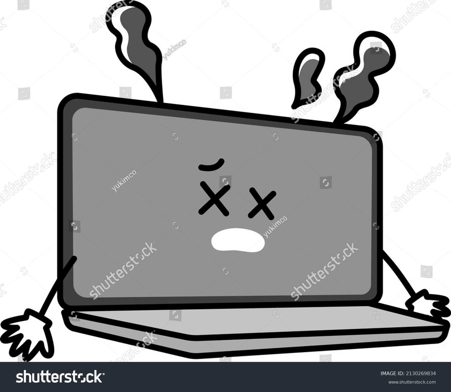 Laptop Character Illustration Broken Pc Stock Vector (Royalty Free ...