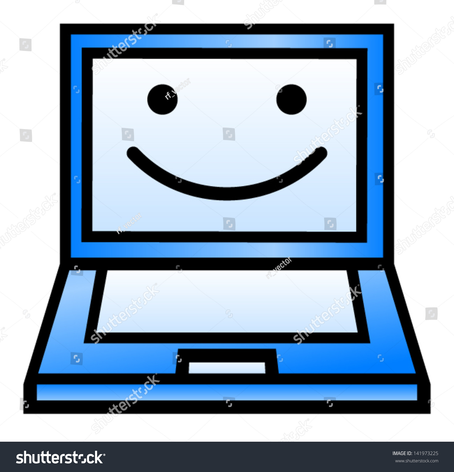 Laptop Clip Art Smiling Face Stock Vector 141973225 - Shutterstock